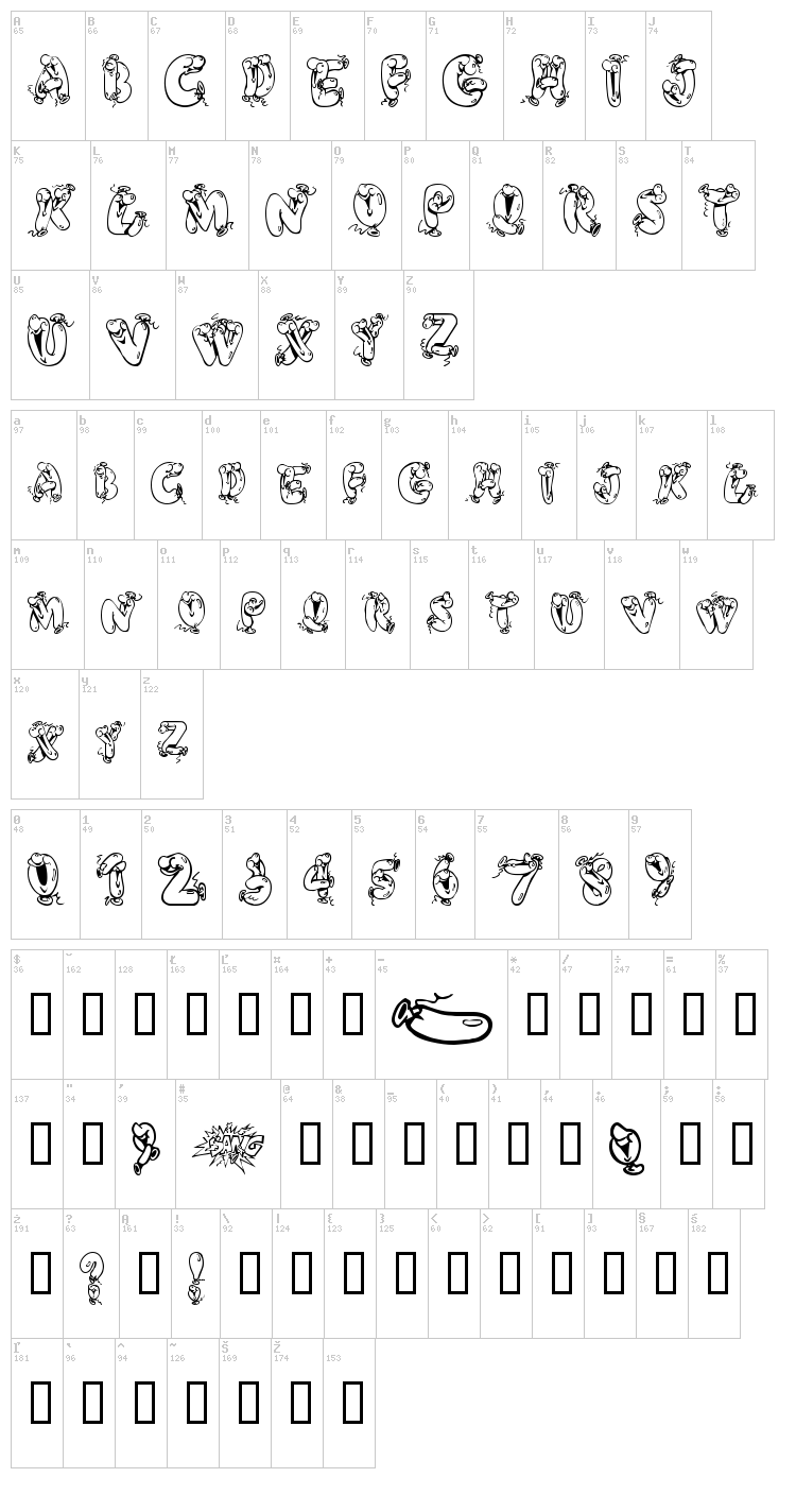 Helium Heaven font map